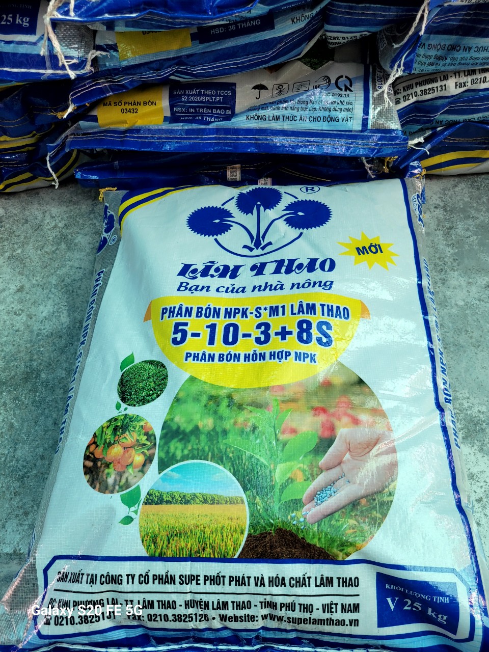 1kg Phân lân bón lót NPK Lâm Thao 5-10-3+8S dạng viên thúc đẻ nhánh dùng cho rau màu cây ăn trái cây