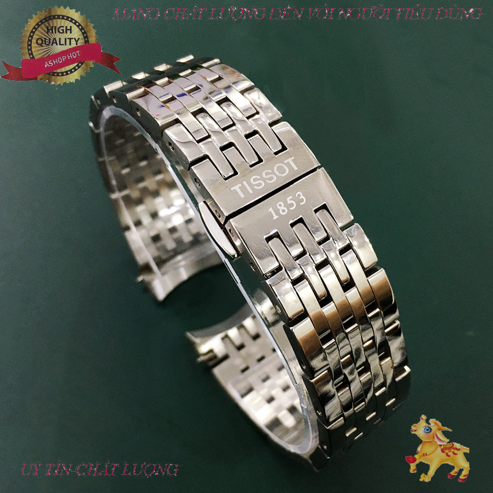 [HOT SALE] Dây đồng hồ kim loại mắt đúc Tissot 1853 size 1920mm (Trắng Demi Vàng)