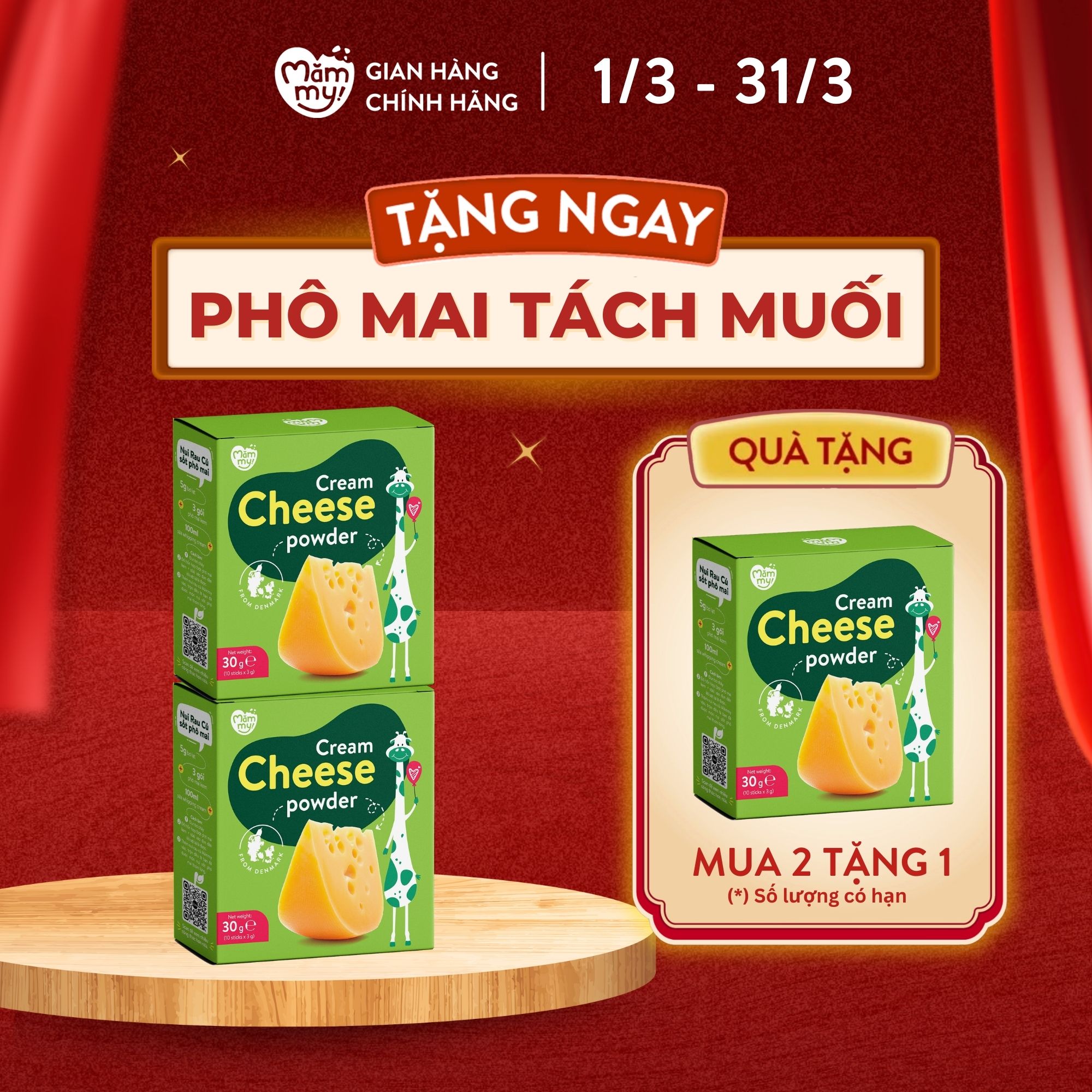 Set 2 hộp phô mai tách muối Mămmy dạng bột rắc cơm cháo cho bé ăn dặm bổ sung canxi tăng chiều cao h