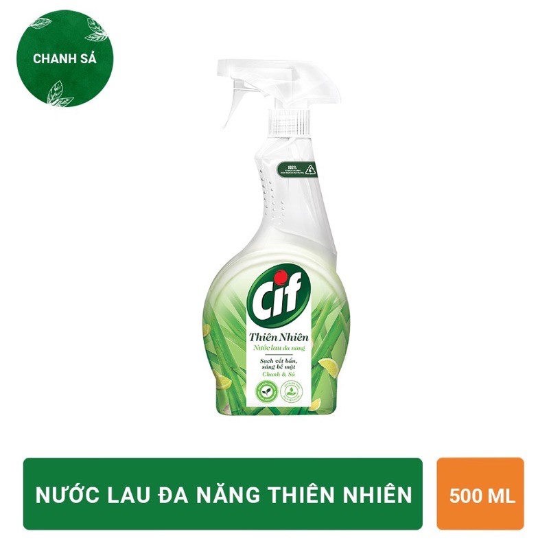 Chai xịt đa năng tẩy rửa dầu mỡ nhà bếp - xịt bếp Cif thiên nhiên 500ml Tặng 1 bịch tăm bông đầu nhỏ