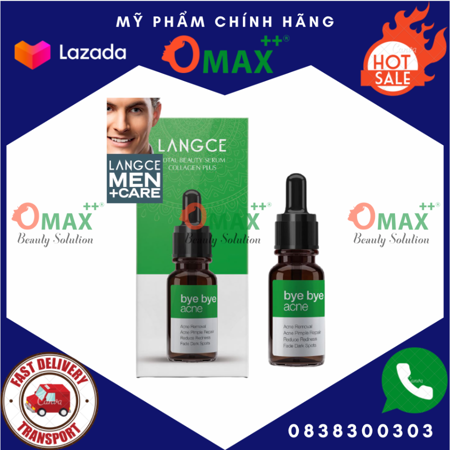 [Hcm]Serum Xoá Và Ngăn Ngừa Mụn Langce Collagen+ Tạm Biệt Mụn 10Ml Langce Dành Cho Nam