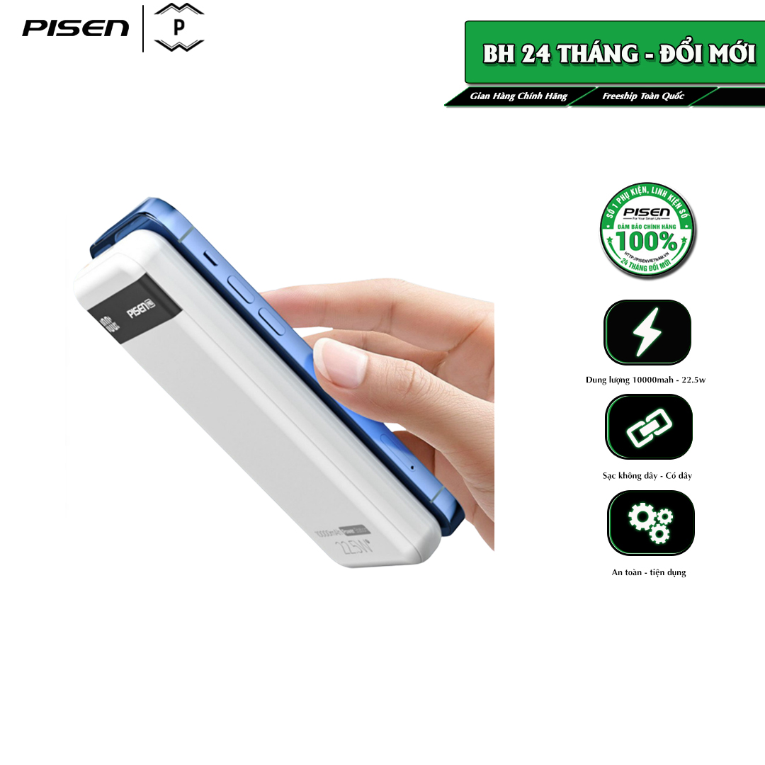 [20H 6/7 - 9.7 Nhập 77LAZSOCIAL80K Voucher giảm 12% đơn từ 250K tối đa 80K]Sạc dự phòng không dây PI