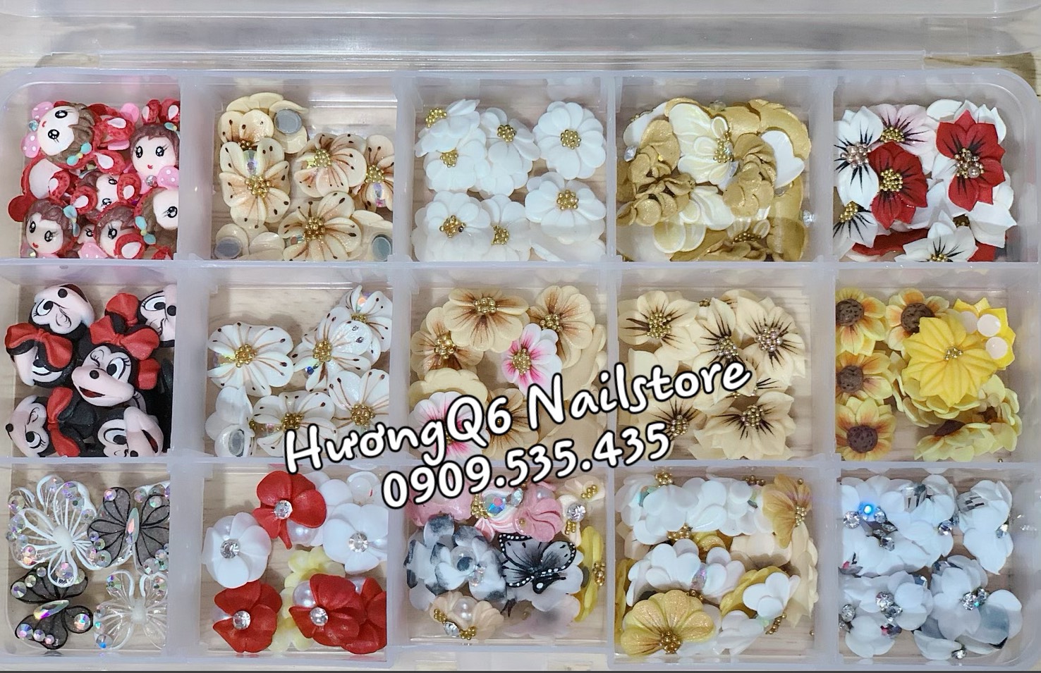 [Hcm][ Mẫu Mới ] Set 1 Cặp Hoa Bột Trang Trí Móng Nhiều Mẫu Xinh Xắn Dễ Thương