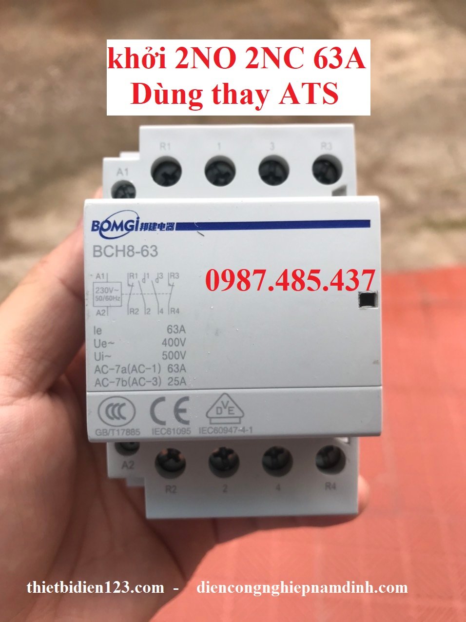 Contactor 2NC 2NO 100A 63A - Khởi động từ BOMGI dùng thay ATS