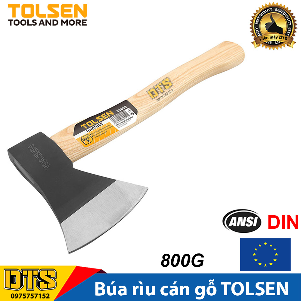 Búa Rìu đa năng cán gỗ TOLSEN cứu hộ làm vườn chặt cây bổ củi 800G - Tiêu chuẩn xuất khẩu Châu Âu