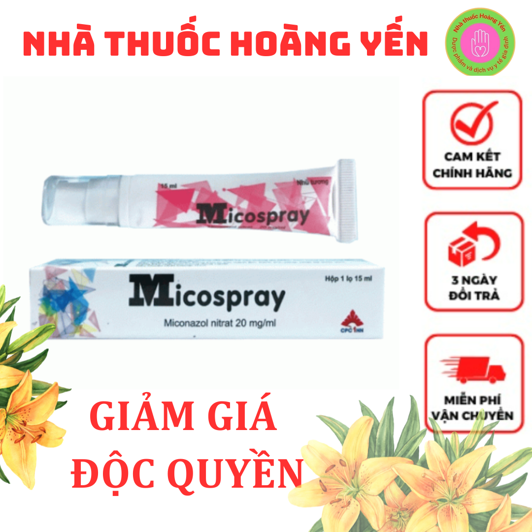 Micospray Miconazol bôi Nấm Lăng Ben Hắc Lào chai mới 15ml