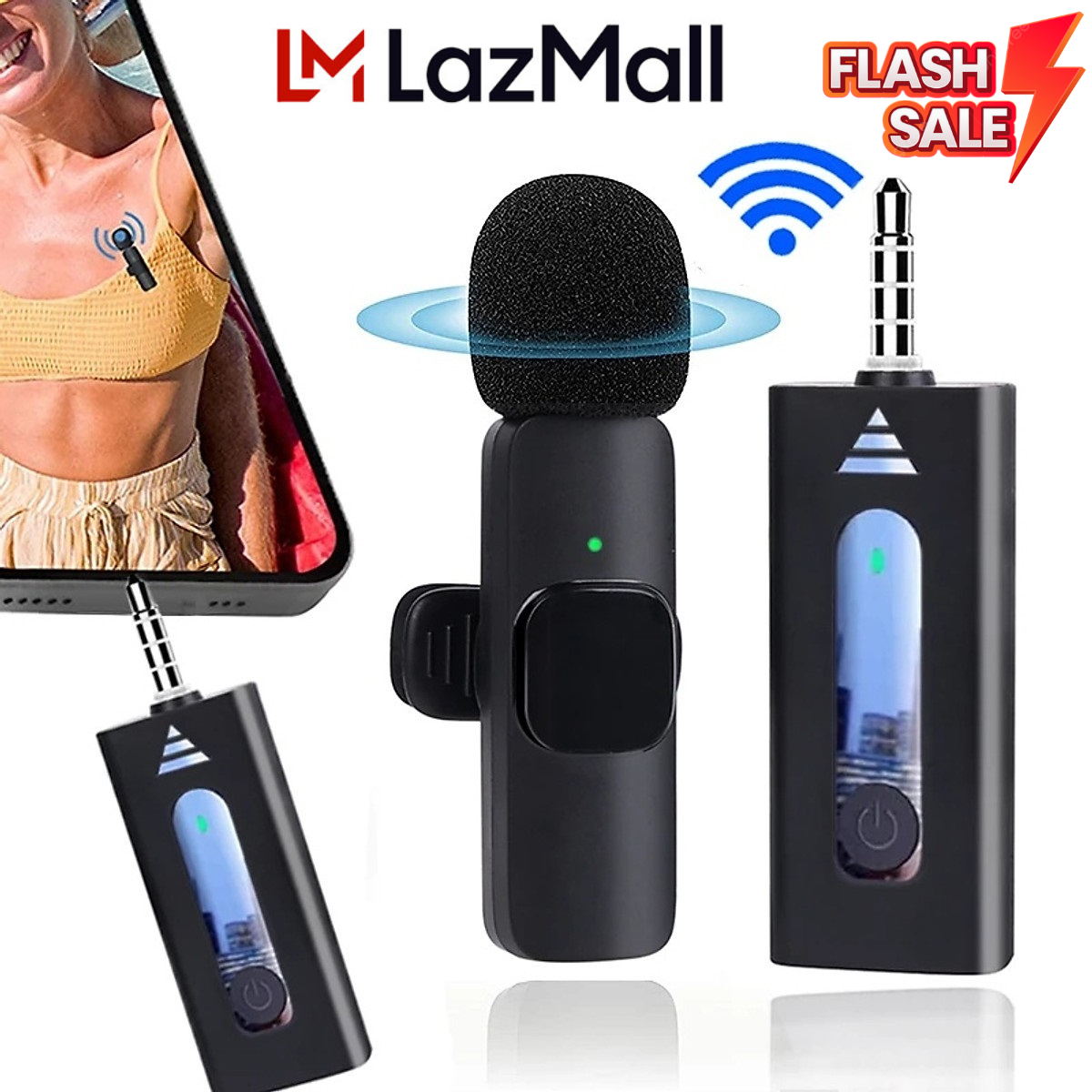 LazMall Flash Sale HÔM NAY HÀNG CÔNG NGHỆ Micro Trợ Giảng Không Dây Cài Áo Micro Thu Âm Livestream  