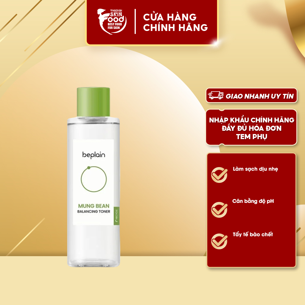 Nước Hoa Hồng Làm Sạch Dịu Nhẹ Cân Bằng Độ pH Beplain Mung Bean Balancing Toner 200ml