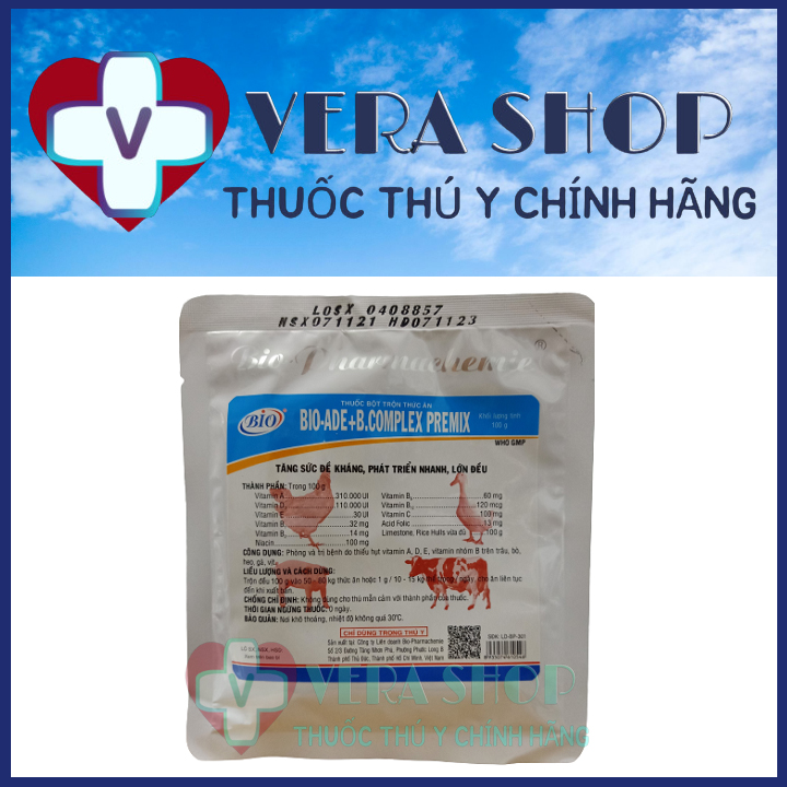 BIO ADE BCOMPLEX PREMIX 100G - Vitamin tổng hợp cho gà kích thích tăng trọng phát triển nhanh lớn đề