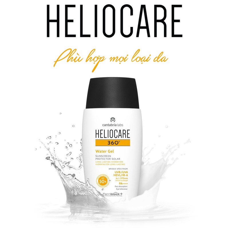 [Hcm]Gel Chống Nắng Chống Nước Phổ Rộng Cấp Ẩm Và Bảo Vệ Da Khỏi Uva Uvb Hevis Ir - A - Heliocare 360° Water Gel Spf 50 ( 50Ml)