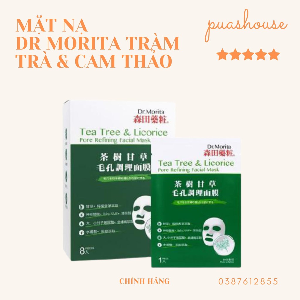 Mặt Nạ Dr Morita Tràm Trà - Cam Thảo Hộp 8 Miếng Đài Loan