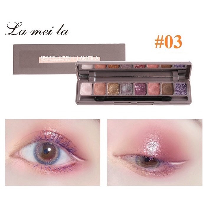 [HCM]Bảng Phấn Mắt 8 Ô Kim Tuyến Nhũ Lì Chính Hãng Lameila Tông Màu Hot