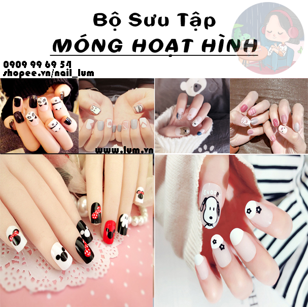 [Hcm]Móng Giả - Nail Hoạt Hình [Sẵn Keo - Đóng Hộp 24 Mẫu Đủ Size] - Bst