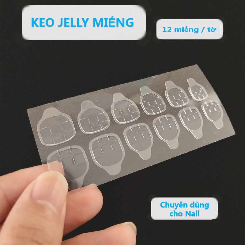 Keo Jelly Miếng Dán Móng Tay Giả Nail Giả 12Pcs/ Tờ