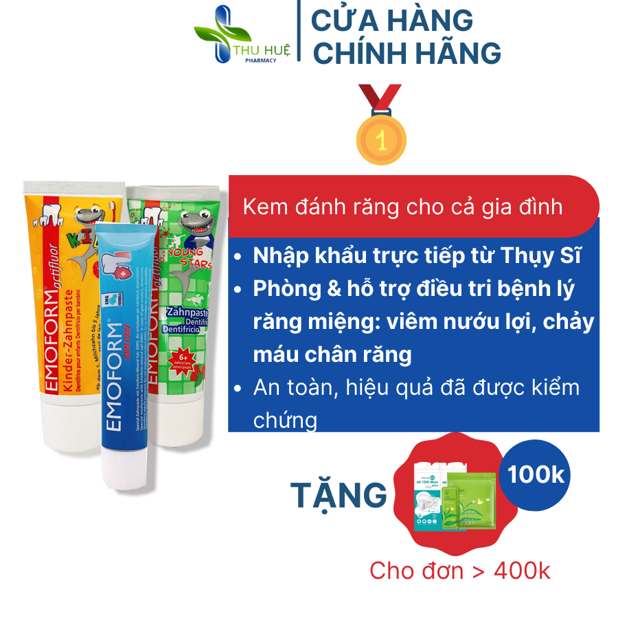 Combo Kem Đánh Răng Gia Đình - Chính Hãng Thụy Sĩ An Toàn Cho Bé Hiệu Quả Cho Mẹ