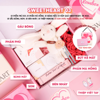 Hộp Quà trang điểm tặng bạn gái sẵn dây xách kèm gấu bông hoa sáp và đèn MENOW SWEETHEART
