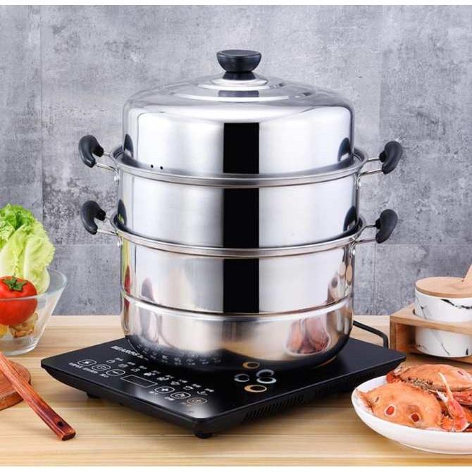 Nồi Hấp Inox 3 Tầng 28cm Cao Cấp Có Thể Dùng Cho Bếp Từ Hấp Bánh Hấp Xôi Xửng Hấp Bánh Bao Đa Năng