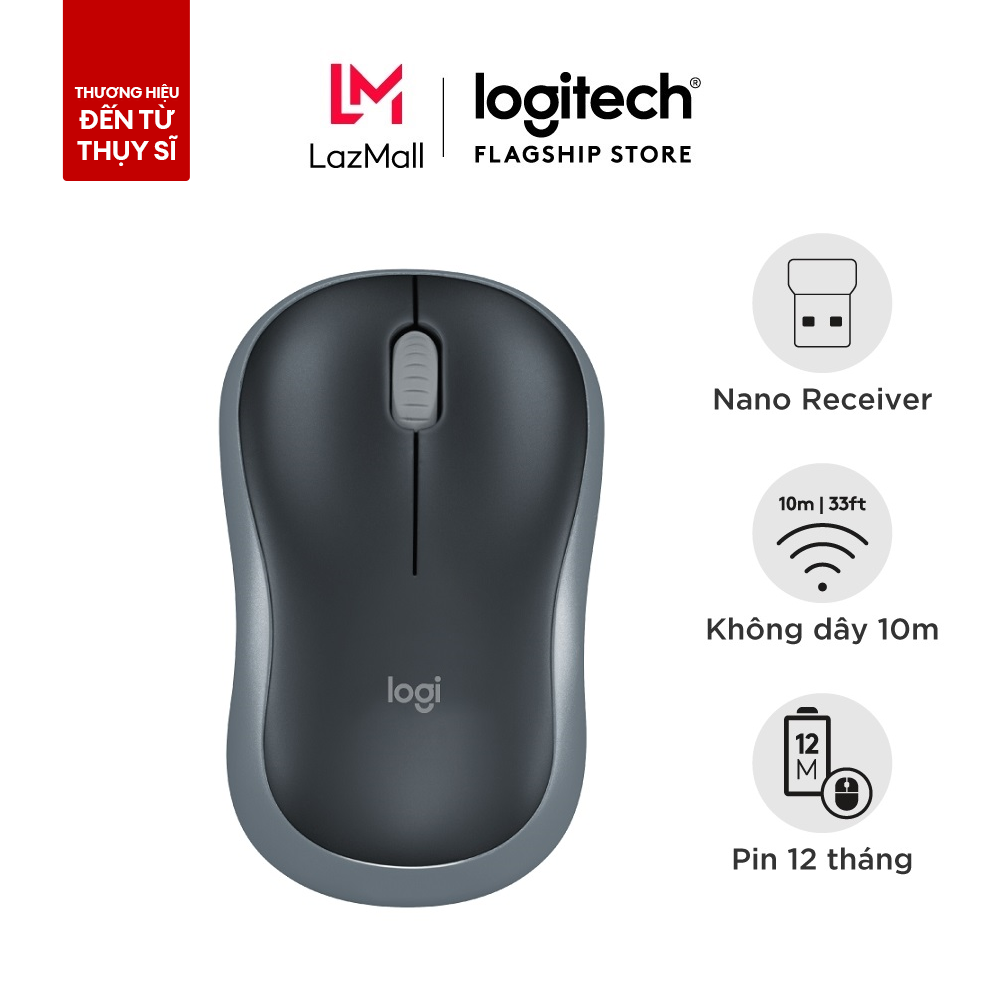 Chuột không dây Logitech B175 - đầu thu USB 2.4Ghz pin 1 năm nhỏ gọn thiết kế thuận cả 2 tay phù hợp