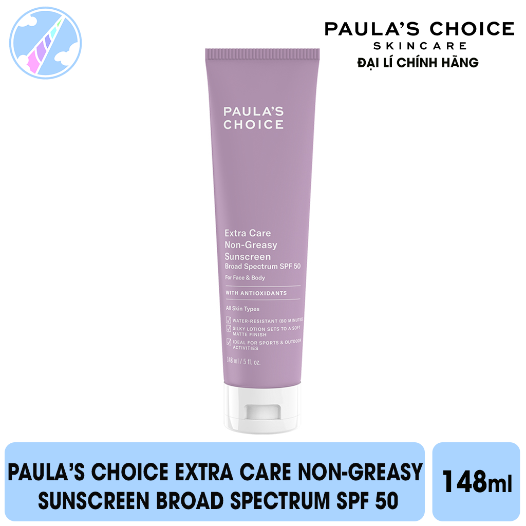 [Hcm]Kem Chống Nắng Body Siêu Chịu Nước Spf 50 Paulas Choice Extra Care Non - Greasy Sunscreen Broad Spectrum Spf 50 148Ml