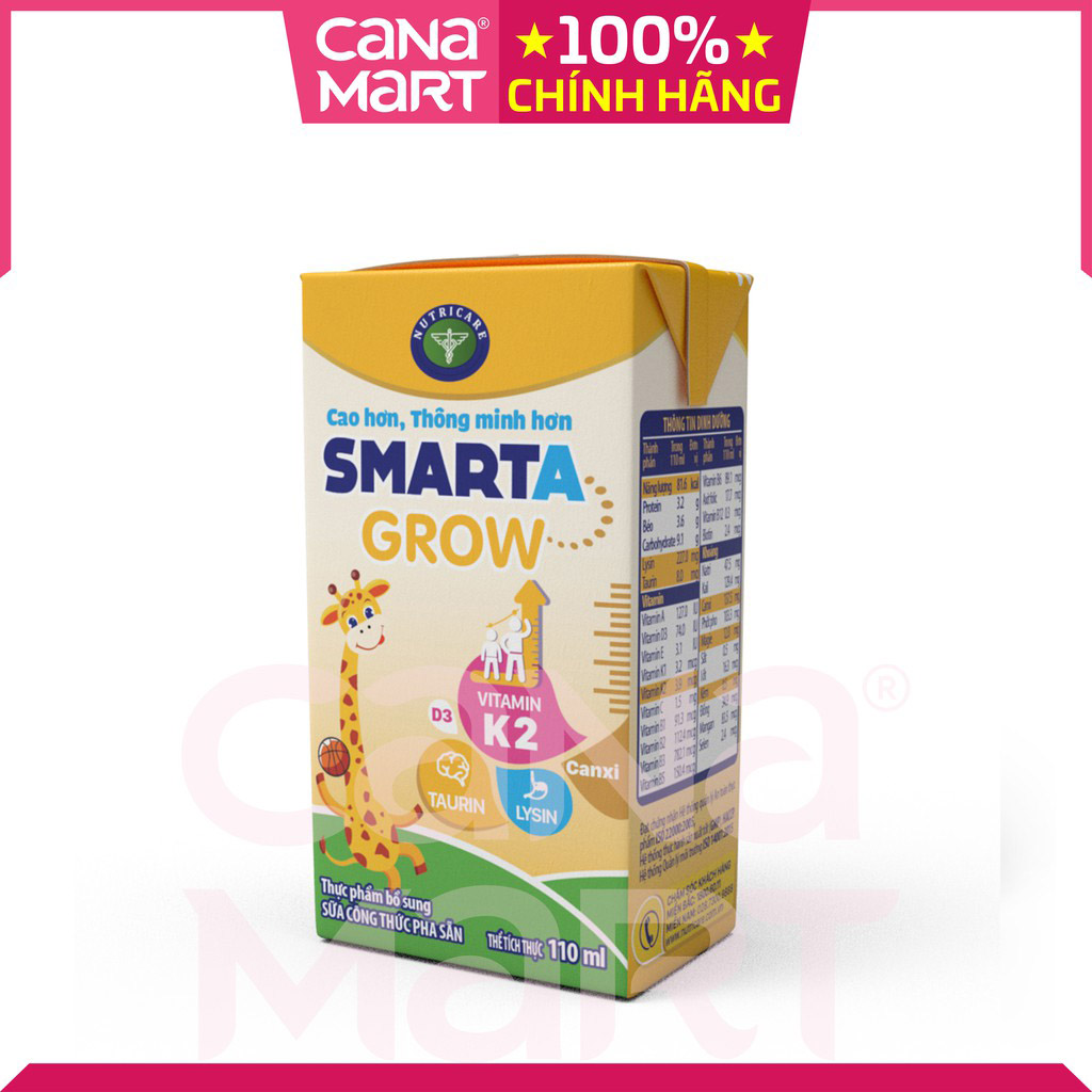 Thùng sữa pha sẵn Nutricare Smarta Grow dinh dưỡng cho trẻ thấp còi