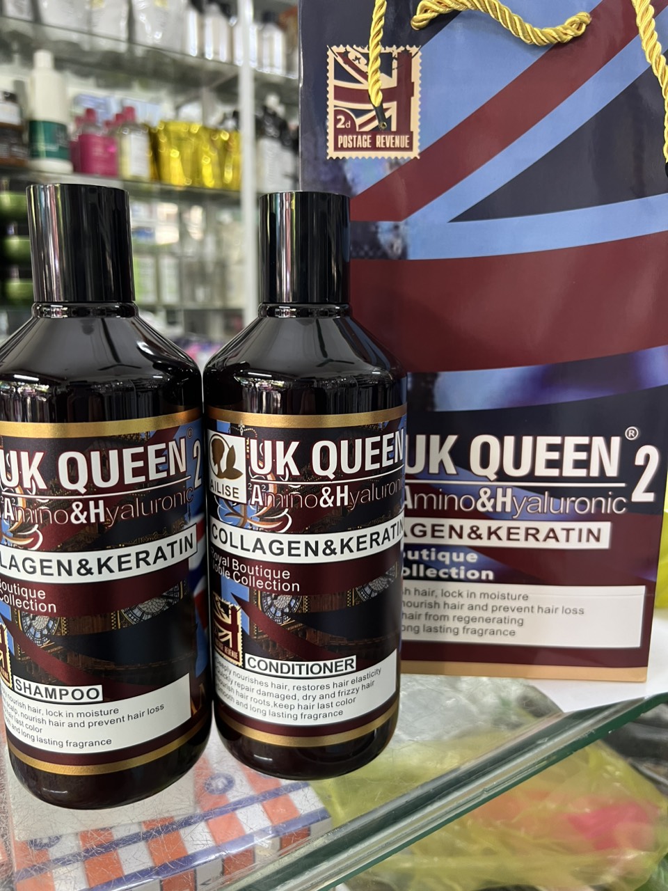 Cặp Dầu Gội Xả AILISE UK Queen 2 Collagen & Keratin 800ml x2