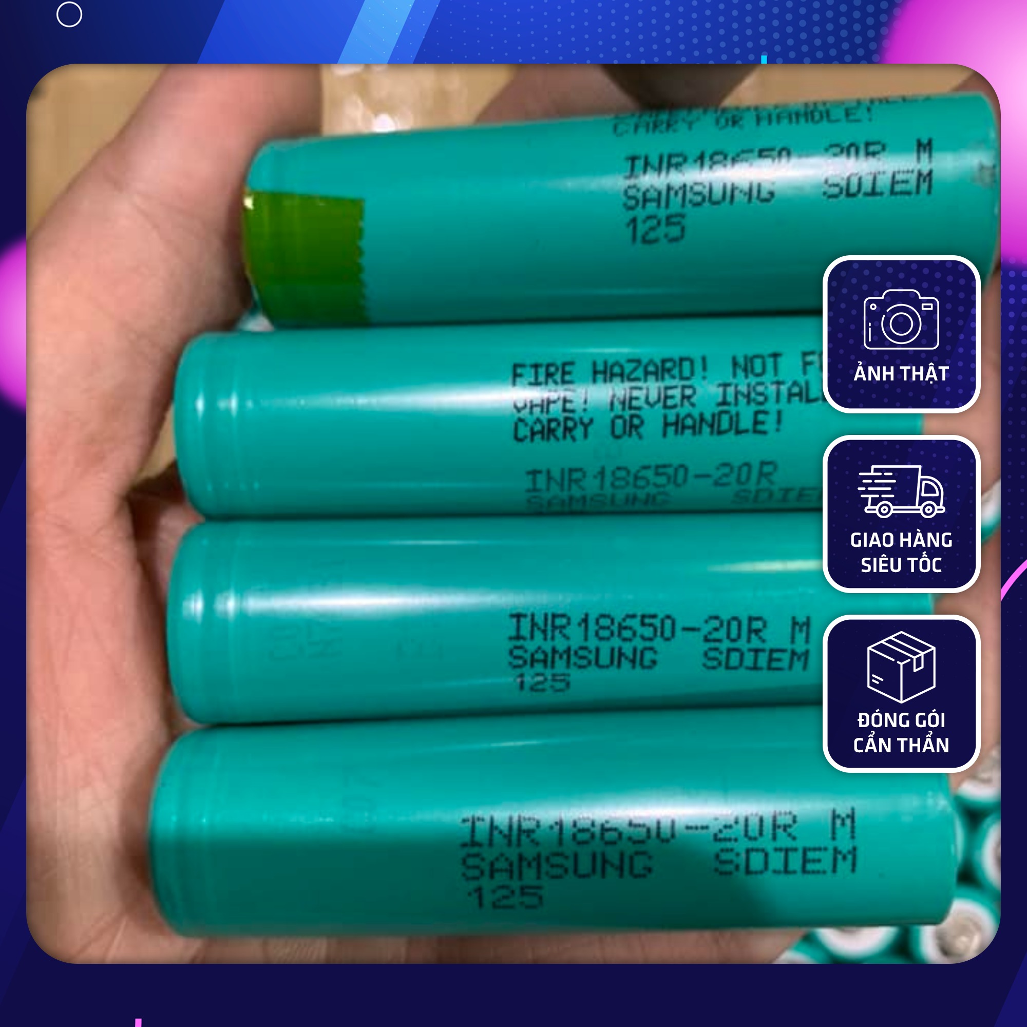 Pin 18650 Samsung 20R dung lượng 2700mAh - 3.7V xả 25A Tháo khối