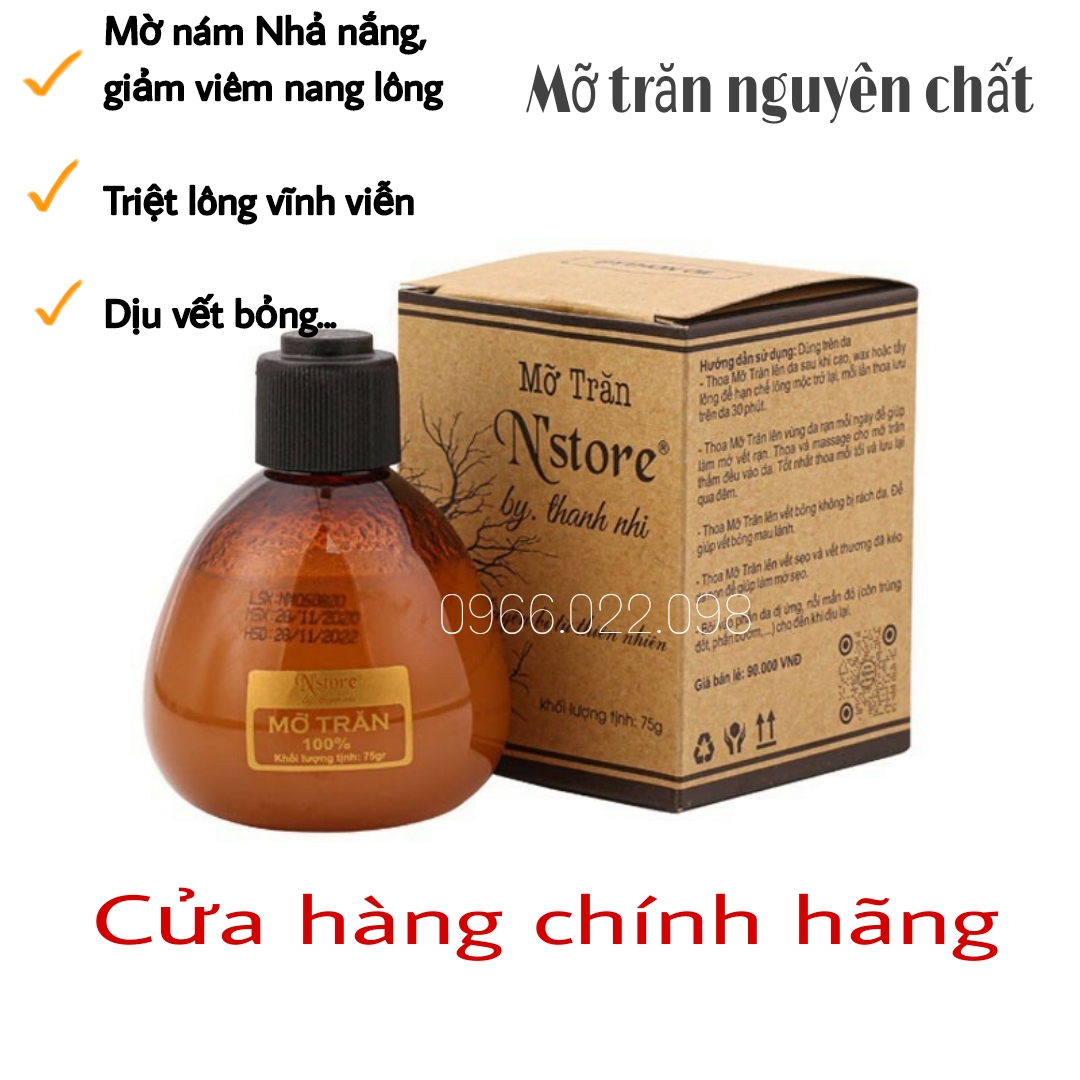 Mỡ trăn nguyên chất Nstore by Thanh Nhi mỡ trăn Triệt lông mỡ trăn gia nhiệt _75g