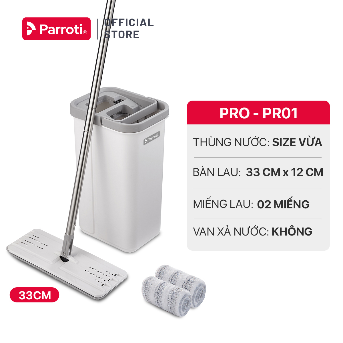 Cây lau nhà tự vắt thông minh chổi lau nhà 360 độ lau sạch khô nhanh Parroti