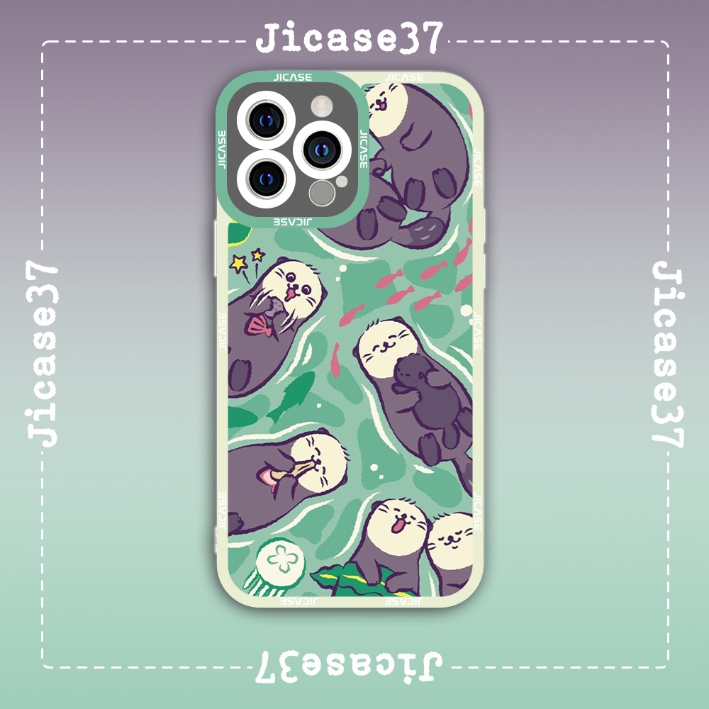Ốp lưng iphone cạnh vuông Jicase JMcase Hải Ly Otter Cute Tranh Ảnh Hoạt Hình Cartoon x/xs/11/12/pro/max/plus/promax