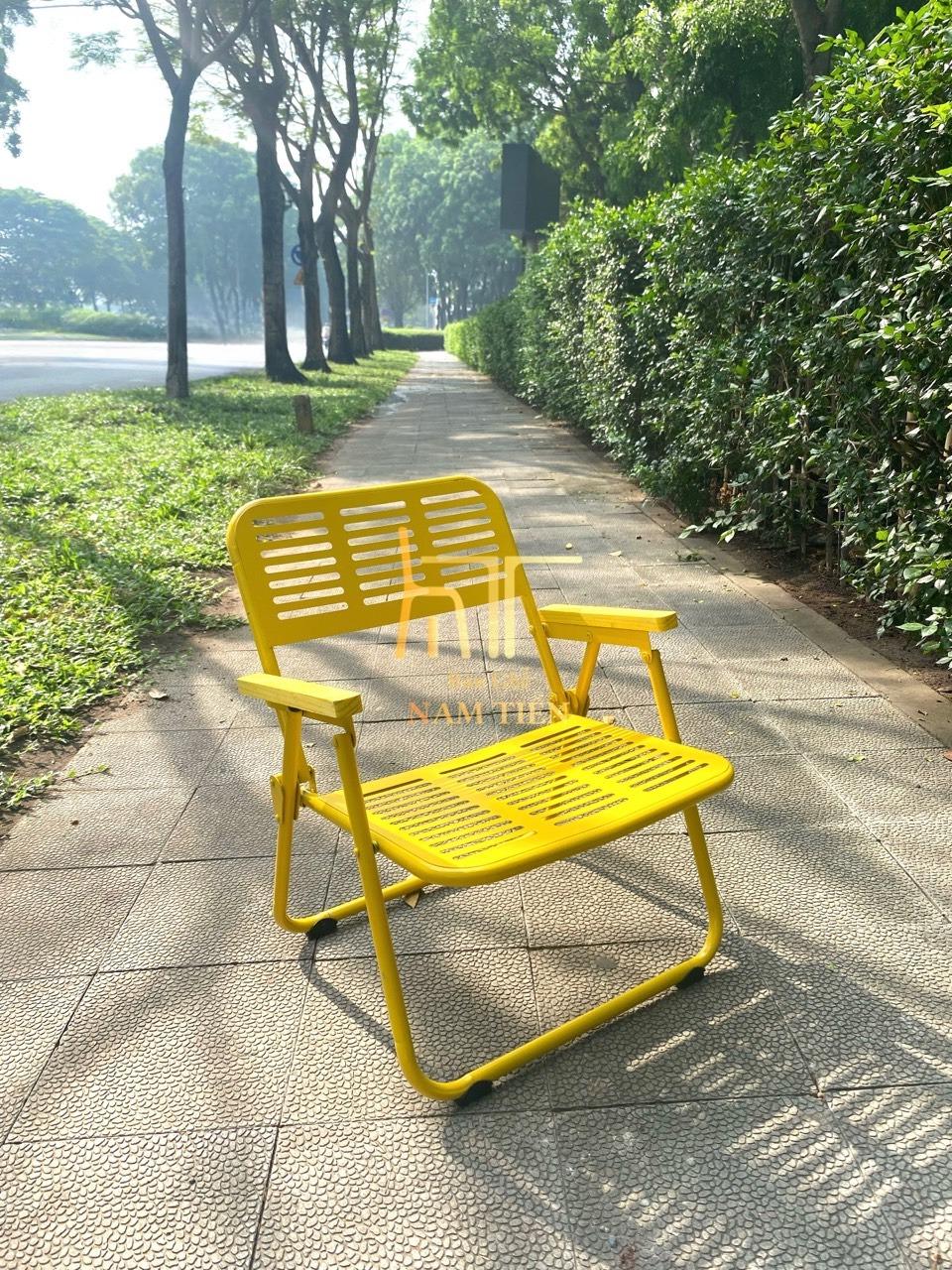 Ghế Xếp Gấp Gọn Sắt Sơn Tĩnh Điện Cắt CNC Ghế Ngồi Thư Giãn Cà Phê Ban Công