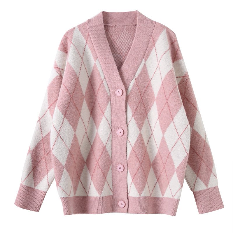 Áo len nữ hàn quốc form rộng  áo khoác len cardigan dáng dài họa tiết caro thời trang phong cách Hàn