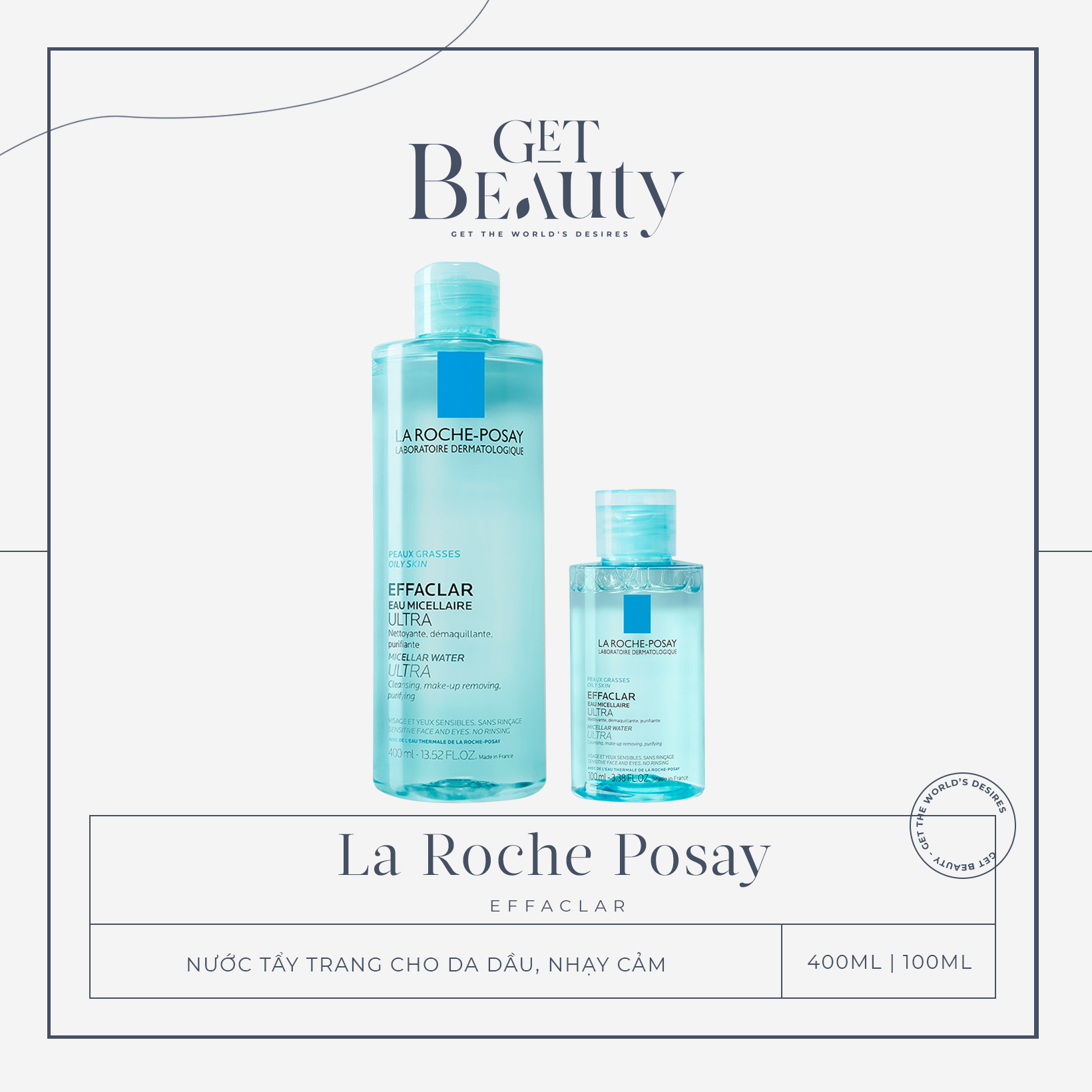 [Hcm]Xanh | Nước Làm Sạch S U Tẩy Trang Cho Da Dầu Nhạy Cảm La Roche - Posay Effaclar Water Ultra 100Ml | 400Ml