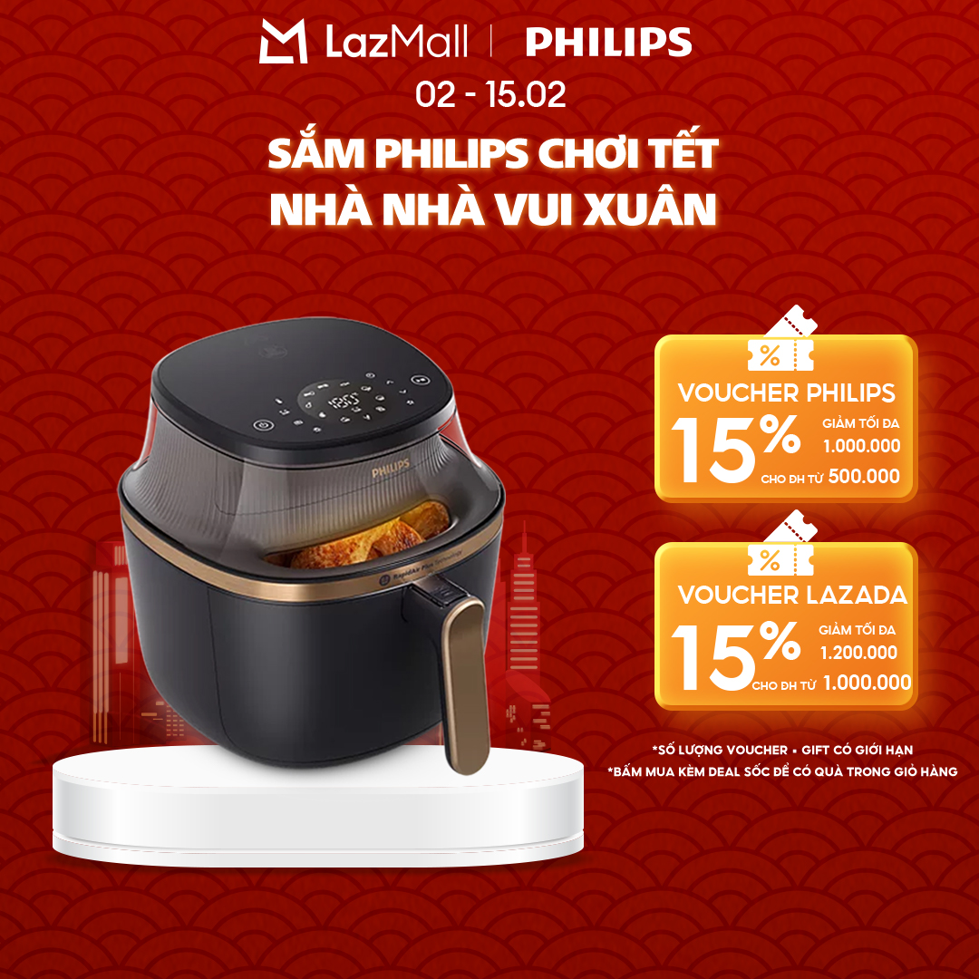 Nồi chiên không dầu Philips NA332/00 6.2L, màu Đen - Series 3000