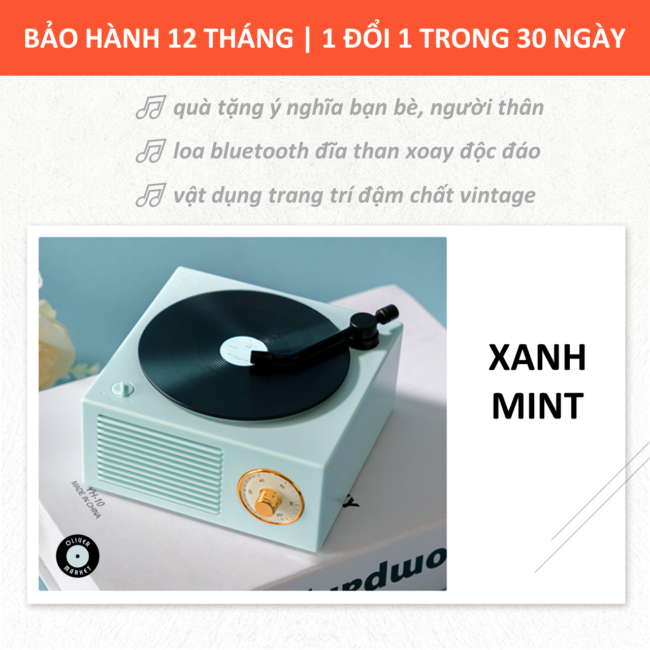 Loa Bluetooth Mini OLIVER X10 Loa Bluetooth Đĩa Than Xoay Vintage Cổ Điển Đồ Decor Phòng Khách Trang