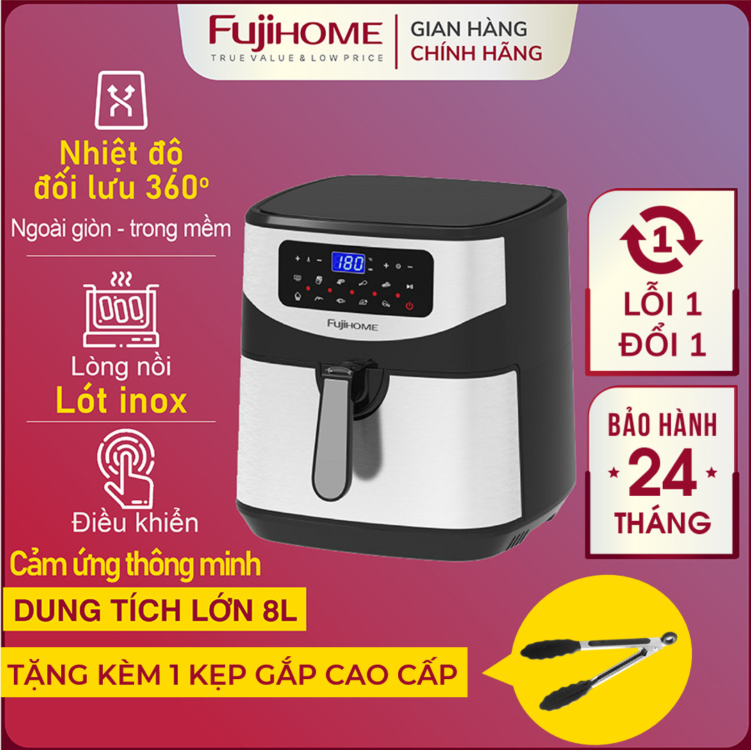 Nồi chiên không dầu 12L điện tử Nhập Khẩu FUJIHOME tự ngắt  Nồi chiên không khí 12L tặng đủ 7 món ph