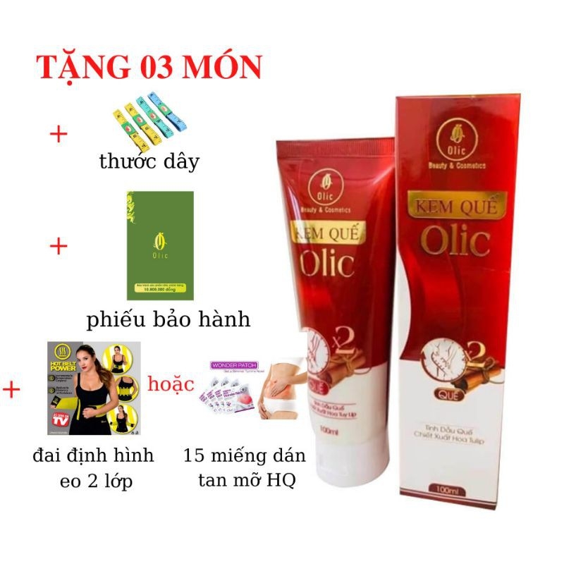 Kem Tan Mỡ Olic Mới Combo 2 Lọ Tặng 1 Đai Định Hình Eo Hoặc 15 Miếng Dán