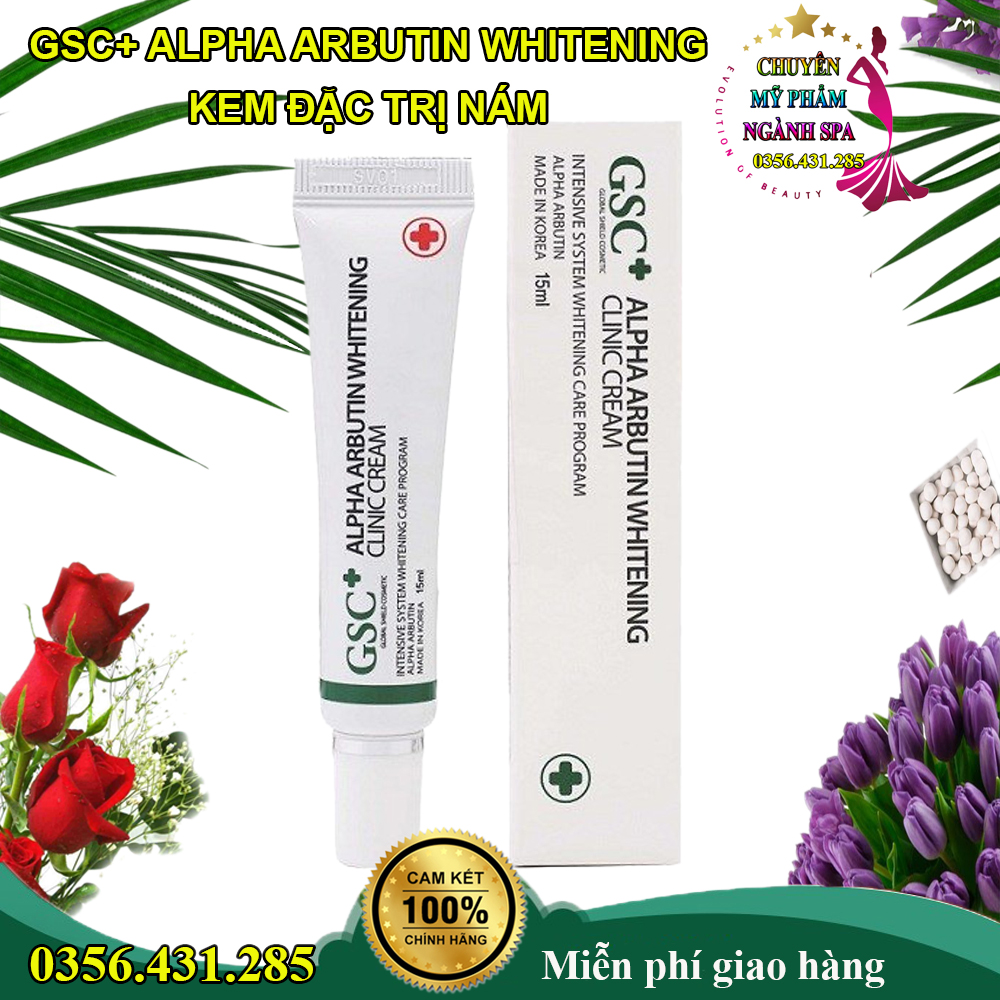 Cách trị nám da hiệu quả nhất GSC+ ALPHA ARBUTIN WHITENING – KEM ĐẶC TRỊ NÁM Hỗ trợ trị nám tàn nhang hiệu quả – Cân bằng sắc tố da giúp da luôn trắng sáng