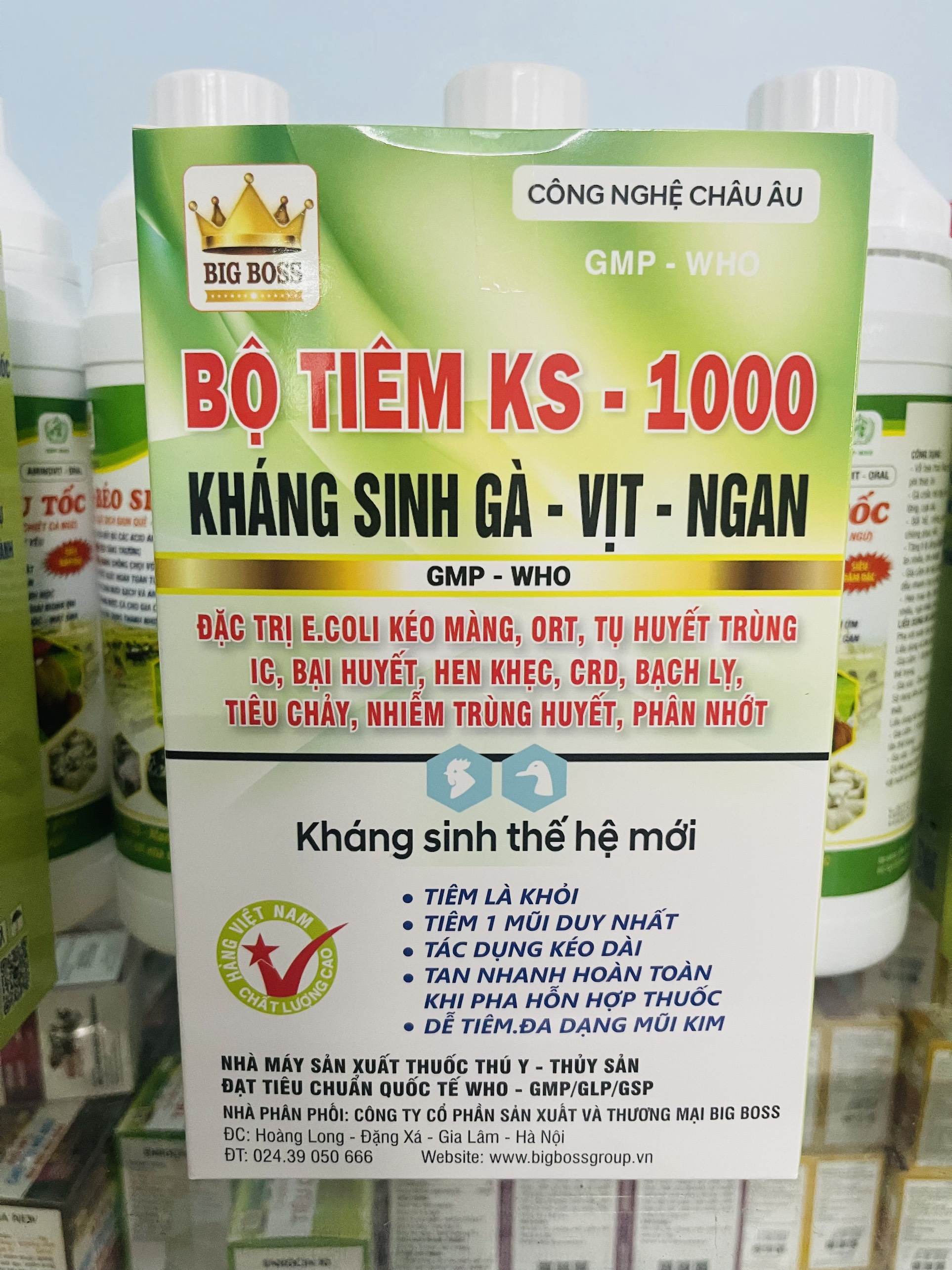 Bộ tiêm KS 1000 trị Ecoli bại huyết ngan vịt ORT Ecoli kéo màng trên gà hiệu quả ko bị nhờn thuốc kh
