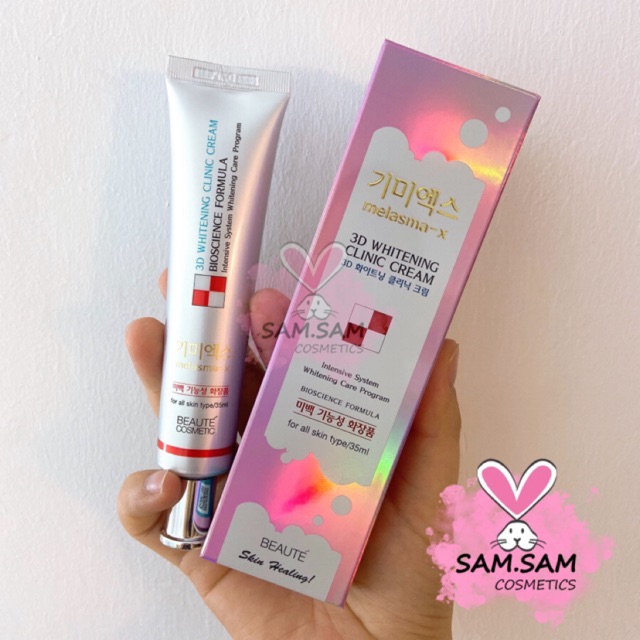 Kem loại bỏ thâm nám và tàn nhang melasma-x 3d whitening Clinic cream được sản xuất từ các thành phần lành tính đảm bảo chất lượng như mô tả an toàn cho người sử dụng