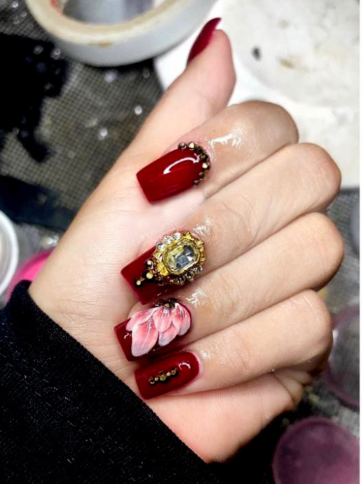 [HCM]Sản phẩm trang trí móng  vẽ nổi Nail desige  hoa vẽ nổi. Hoa nổi 4D Fantasy set 2 hoa theo màu.Hoa dễ bẻ from móng(hàng vẽ tay không đổ khuôn )