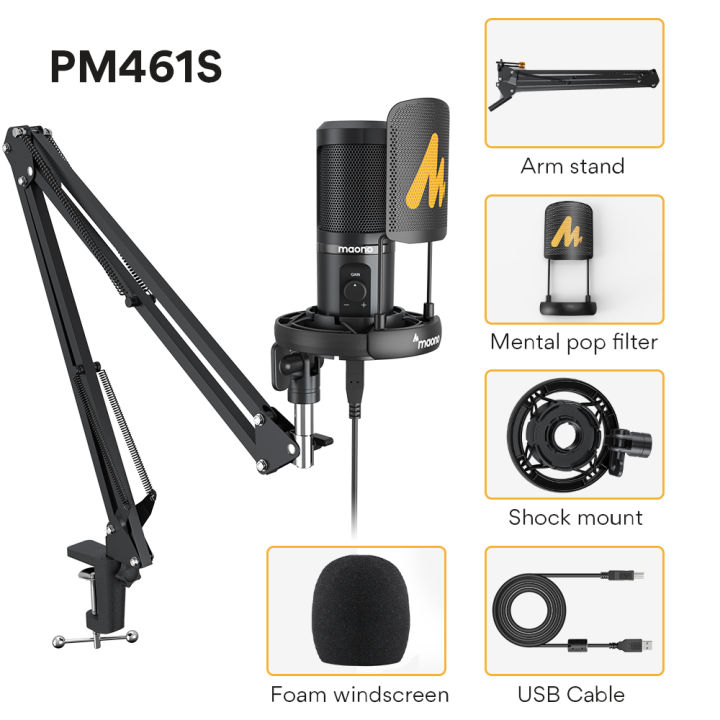 MAONO AU-PM461S USB Microphone Condenser Recording PC Mic for Online Teaching Meeting Livestreaming