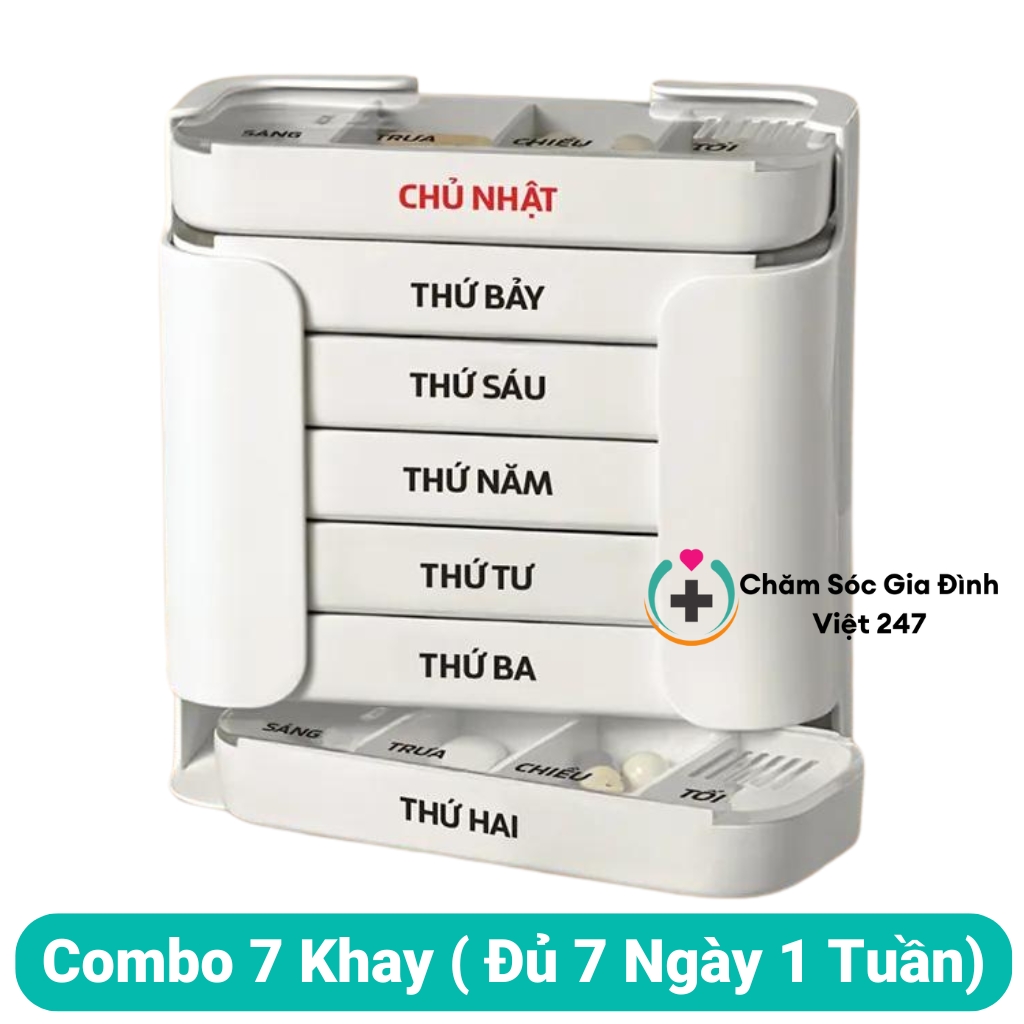 Hộp khay chia phân chứa thuốc nhựa đẹp 4 ngăn lần buổi TS5317 mini pill case box cho người già tiết 