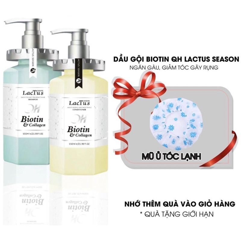 Dầu gội biotin lactus season giảm rụng tóc ngăn gàu dưỡng ẩm QH lactus season biotin collagen