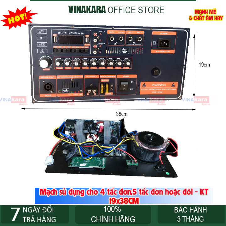 Bo mạch loa kéo 4 tấc Bass Trelb Echo Rever hay Kích thước 19X38 Cm Đánh 4 tấc Đôi - 5 tấc Đơn - BH 