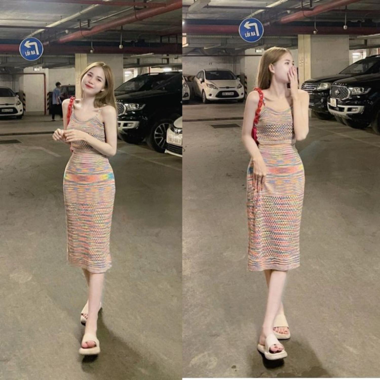 Chân váy len phối nút kim loại  Quảng Châu  Đang cập nhật  Nâu  Muasam24