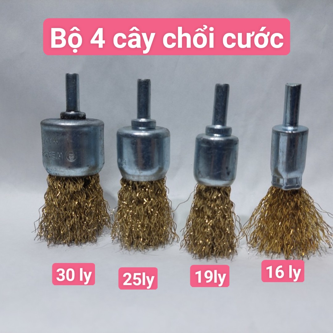 Sét 4 cây chổi cước đánh rỉ sét nhiều kích cỡ khác nhau có thể mua lẻ từng cây cây đánh rỉ gắn máy k