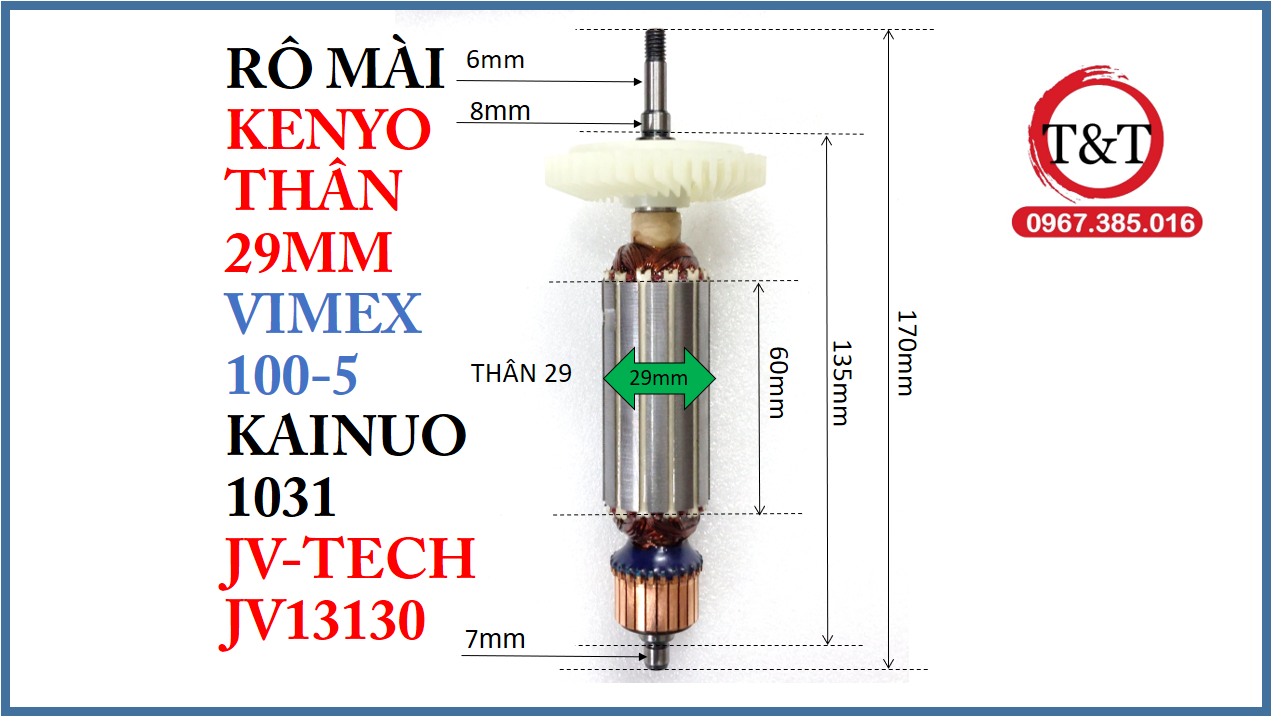 RÔ TO MÀI KENYO THÂN 29 KAINUO 1031 VIMEX 100-5 rô DÀI 170 THÂN 29 mã rô M1006 JV-TECH VT13103 13103