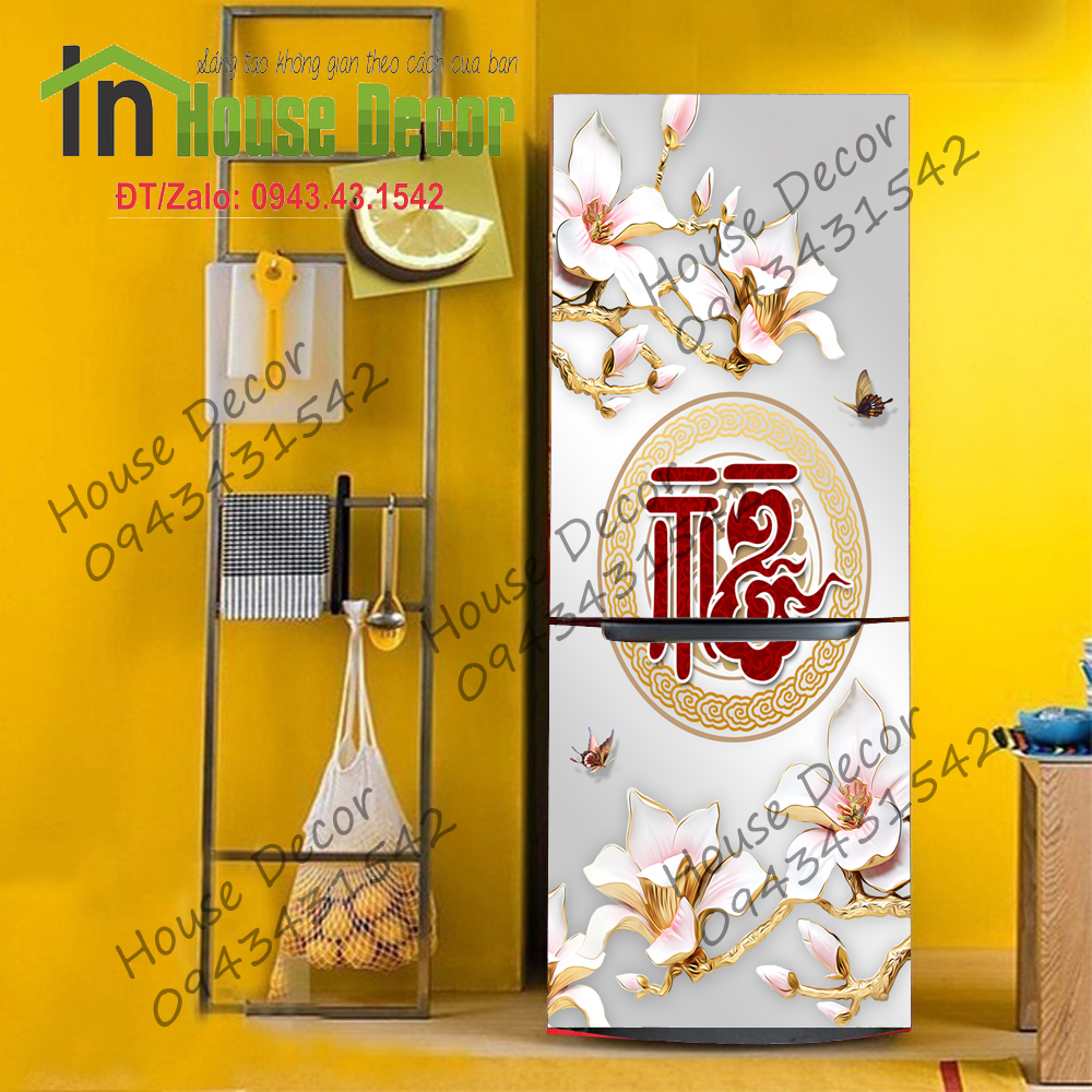Decal trang trí tủ lạnh chống thấm cao cấp - Miếng Dán tủ lạnh cửa kính siêu đẹp DJQ-266