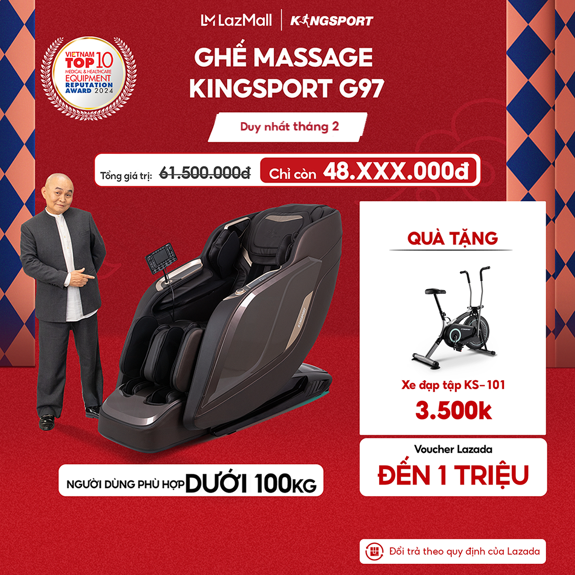 CHỈ GIAO MIỀN BẮC | Ghế massage KINGSPORT Deluxe G97 cao cấp công nghệ massage 3D Ultra với 10 bài t