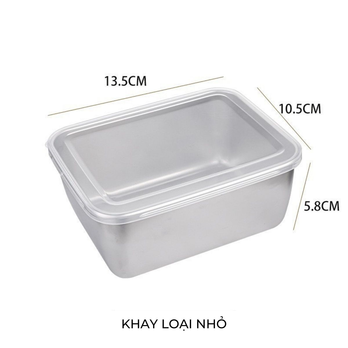Hộp đựng thức ăn inox 304 size Trung 1100ml có nắp đậy Khay inox đựng thực phẩm chống gỉ 18.2x12.9x5.9Cm